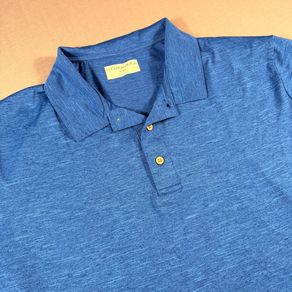 Cubavera Mens XL Blue Space Dye Polo Shirt Short Sleeve Casual Golf